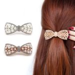 Delysia King Women Trendy Pearl Bow Hair Accessories Girls High-grade Grace Temperament Crystal Inlay Horsetail Clip 2