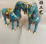 40cm Chinese pure copper cloisonne horse office home crafts ornaments 6