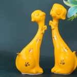 Ceramic Dog Lover Statues (Set of 2) Ceramic Decoration Animal Decor Plum Dog Ornaments for Living Room Bedroom Office Desk 6