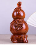 40CM Large-GOOD HOME office Spiritual efficacious Mascot # Handmade Red sandalwood carving FU gourd FENG SHUI statue 4