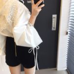 White Blouse Casual Loose Tops Lapel Plus Size Butterfly Sleeve Bow Shirt Fashion Asymmetrical Hem Shirts Women Appliques 13107 6