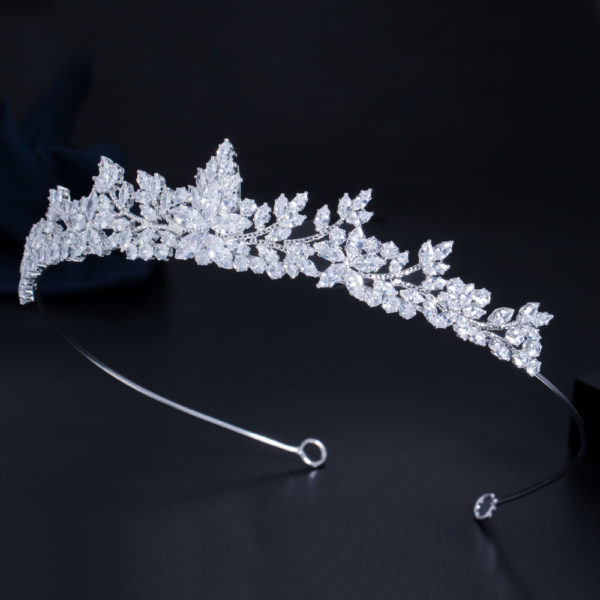 CWWZircons Marquise Cut Cubic Zirconia Flower Tiara Crown Wedding Hair Accessories for Brides Headwear Costume Jewelry A032 1