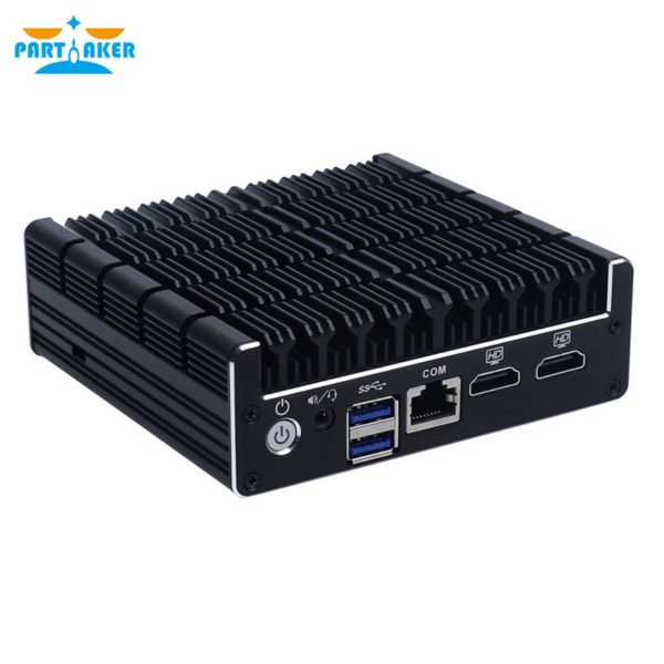 Partaker Intel J3060 Fanless Mini PC Dual Gigabit Lan NUC Case Barebones Computer Linux Support 2 HDMI AES-NI Pfsense VPN 2