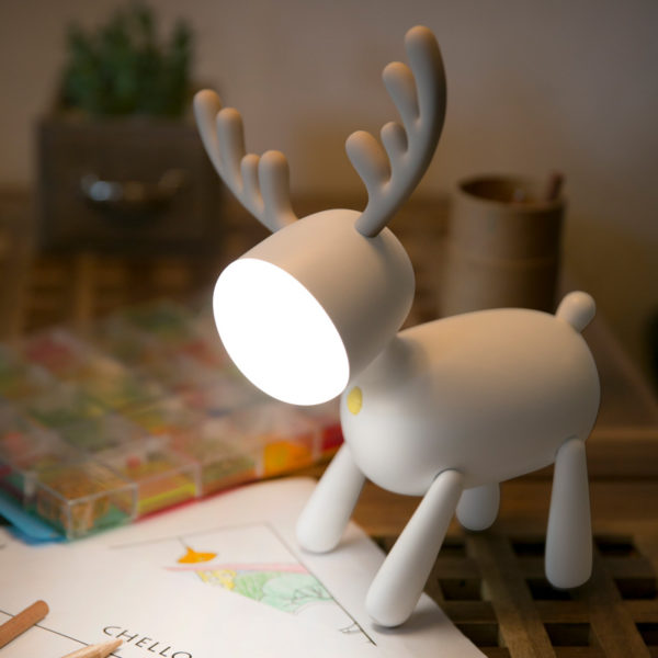 Elk Rotating Silicone Night Light Tail Adjustable Timing USB Charging Lamp Children's Bedroom Decoration Bedside Counter Lamp 1