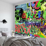 3D Graffiti Tapestry wall hanging Fashion Psychedelic Hanging Fabric Background Wall Covering Hippie Dorm Cover Beach Towel 2