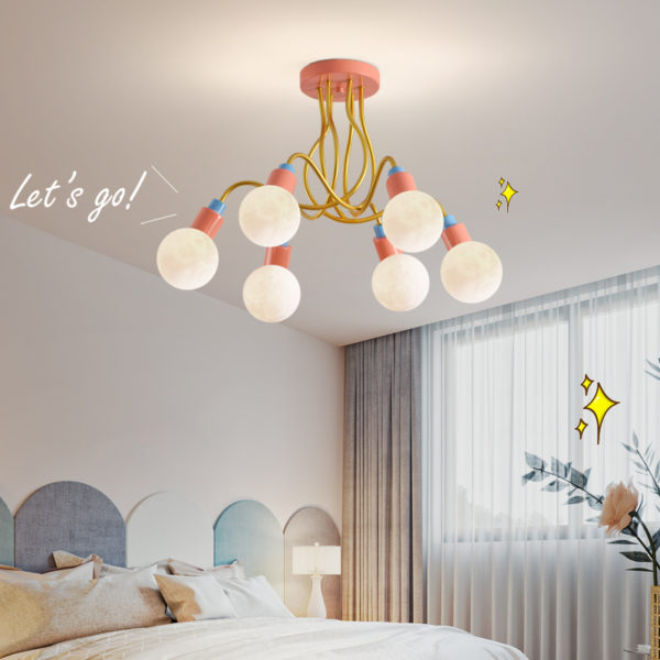 3D Moon Ceiling Chandeliers for Kids Bedroom Decorative Lighting AC 85-260V Creative Cartoon Home Ceiling Chandelier 1