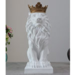 Nordic Crown Lion Sculpture Home Office Bar Goalkeeper Lion Resin Statue Model Crafts Ornaments Animal Tuscan Design Decor Gift 6