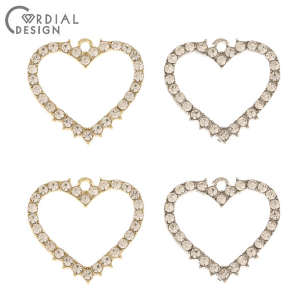 Cordial Design 100Pcs 18*19MM Jewelry Accessories/Rhinestone Charms/Hand Made/DIY Making/Heart Shape/Jewelry Findings Components 1