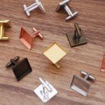 100pcs into 16-18-20-25mm tray square bezel blank cufflink settings cabochon base French cufflinks shirt accessories 4