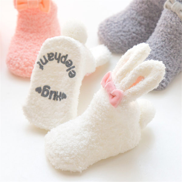 Autumn And Winter New Coral Velvet Thickened Baby Socks Stereoscopic Lovely Girl Little Rabbit Baby Socks Newborn Socks For Leg 1