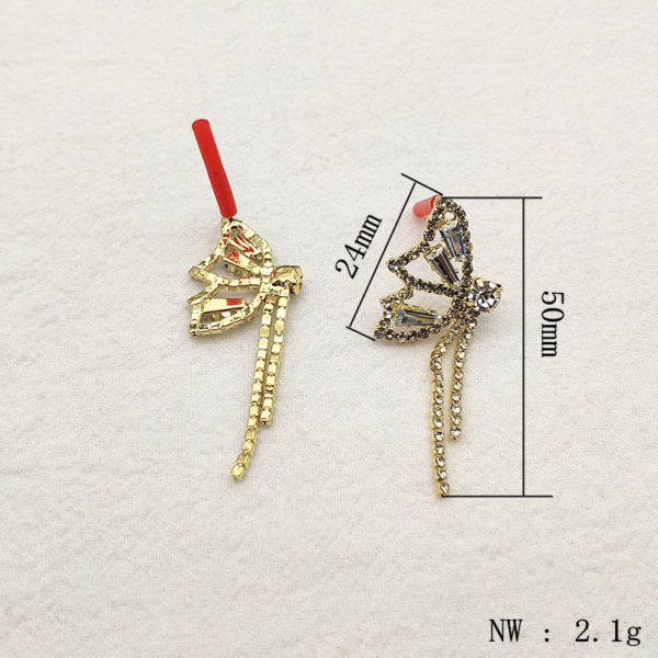 New Arrival! 50x24mm 50pcs Cubic Zirconia Butterfly Shape Ear Stud for Earrings Handmade DIY Parts,Jewelry Findings&Component 2