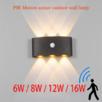 Nordic LED waterproof outdoor wall lamp IP65 Aluminum PIR Motion sensor wall light garden porch sconce AC110V/220V 1