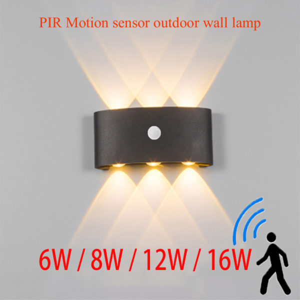 Nordic LED waterproof outdoor wall lamp IP65 Aluminum PIR Motion sensor wall light garden porch sconce AC110V/220V 1