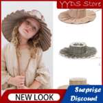 Parent-child Shade Straw Hat Big Brim Hat Fiber Woven Pleated Fisherman Hat Foldable Straw Hat Beach Sun Protection Sun Hat 1