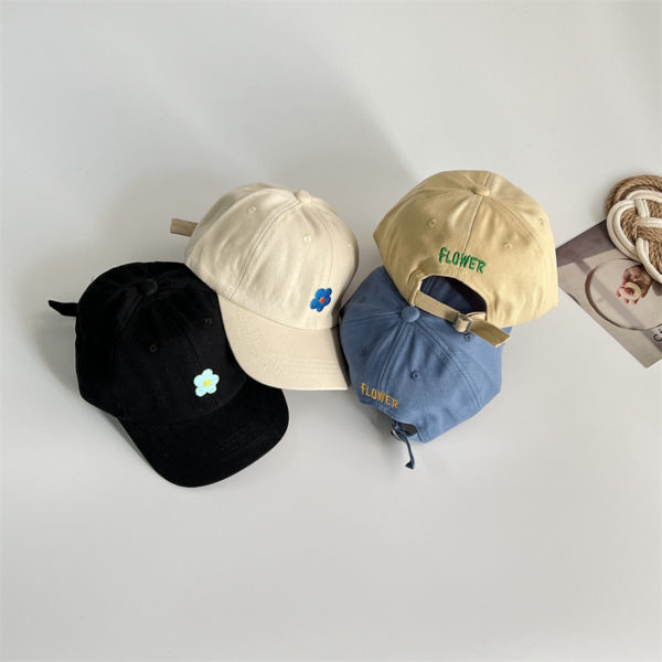 9831A Ins Children Hats Candy Colored Baby Boy Hat Spring Summer Small Flowers Embroidered Big Baseball Caps Girl's Cap 1