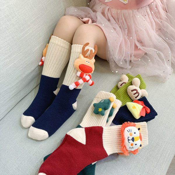 Kids Christmas Socks Cute Cartoon 3d Doll Bear Mouse Rabbit Cute Knee Socks Autumn Winter Thick Warm Cotton Girls Boys Socks 1