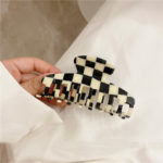 Vintage Korean Black White Checkerboard Grid Hair Clip for Women Hairclip Claw Japanese Hair Accessories for Girl Office/career 3