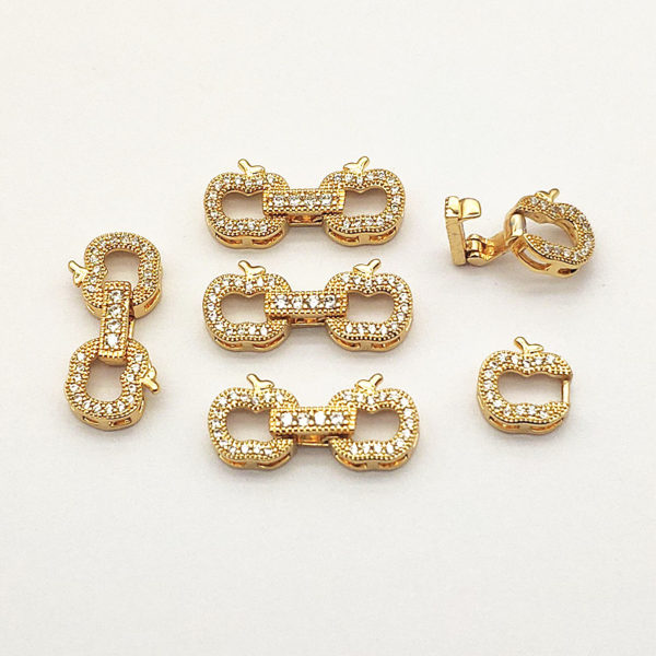 NEW ARRIVAL! 22x10mm 30Sets Plating Real Gold Cubic Zirconia Clasps&Hooks Connectors For Handmade Bracelet Parts DIY Accessories 1