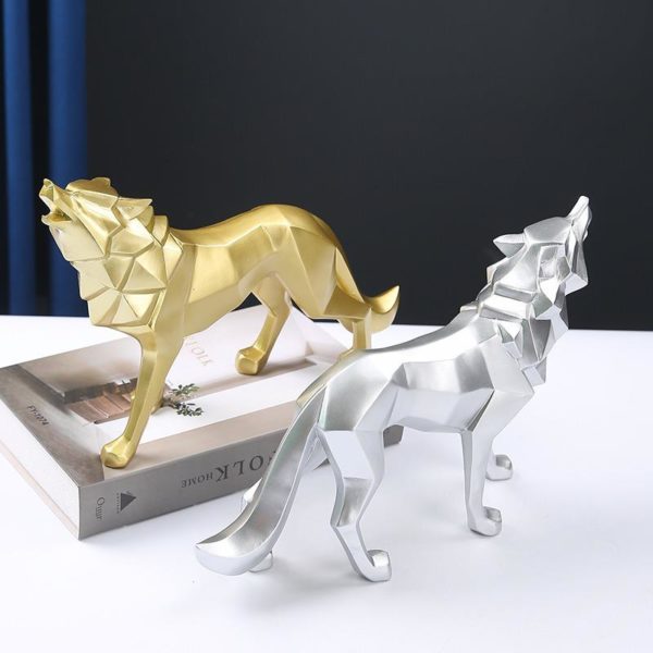 Nordic Creative Animal Geometric Wolf Resin Crafts Animal Geometric Wolf Ornaments Home Living Room Office Decoration Ornaments 2