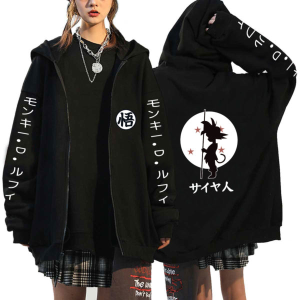 Newest Japanese Anime Hoodie Cosplay Saiyan Son harajuku Goku Pocket Hooded Sweatshirts Zip Hoodies Men/Women 2