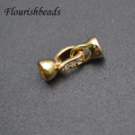 5x11mm High Quality Nickle Free Gold Plating CZ Beads Paved Clasp Connector for DIY Jewelry Making Accessories 30pcs/lot 6