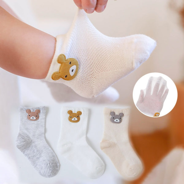 3 Pairs Baby Socks Spring & Summer Ultrathin Mesh Breathable Newborn Socks High Quality Toddler Boys and Girls Floor Socks 0-5T 1