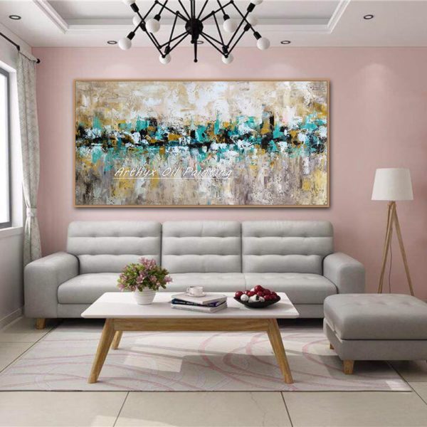 Arthyx Hand Painted Texture Abstract Oil Painting On Canvas Modern Knife Wall Art Picture For Living Room Home Office Decoration 1