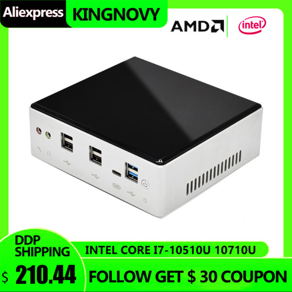 Fan Mini PC Core i7-10510U i5-10210U i3-10110U 32GB DDR4 RAM 1TB NVME SSD Windows 10 Pro HDMI DP RJ45 Lan USB 3.0 Small Computer 1