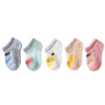 5Pairs Cartoon Pattern Baby Socks Summer Breathable Thin Mesh Cotton Socks Newborn Infant Boys Girls Boat Socks Kids Accessories 4