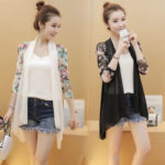 Summer Women's Chiffon Mesh Cardigan Printed Mid-length Shawl Thin Middle-aged Women Air-conditioned Shirt Jacket E93 4